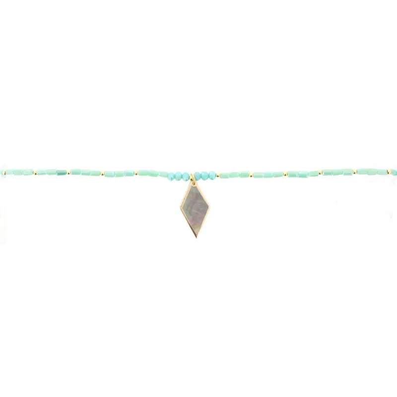 16" Mint Beaded Necklace with Shell Diamond, 3" Ext. sold by Charming Charlie