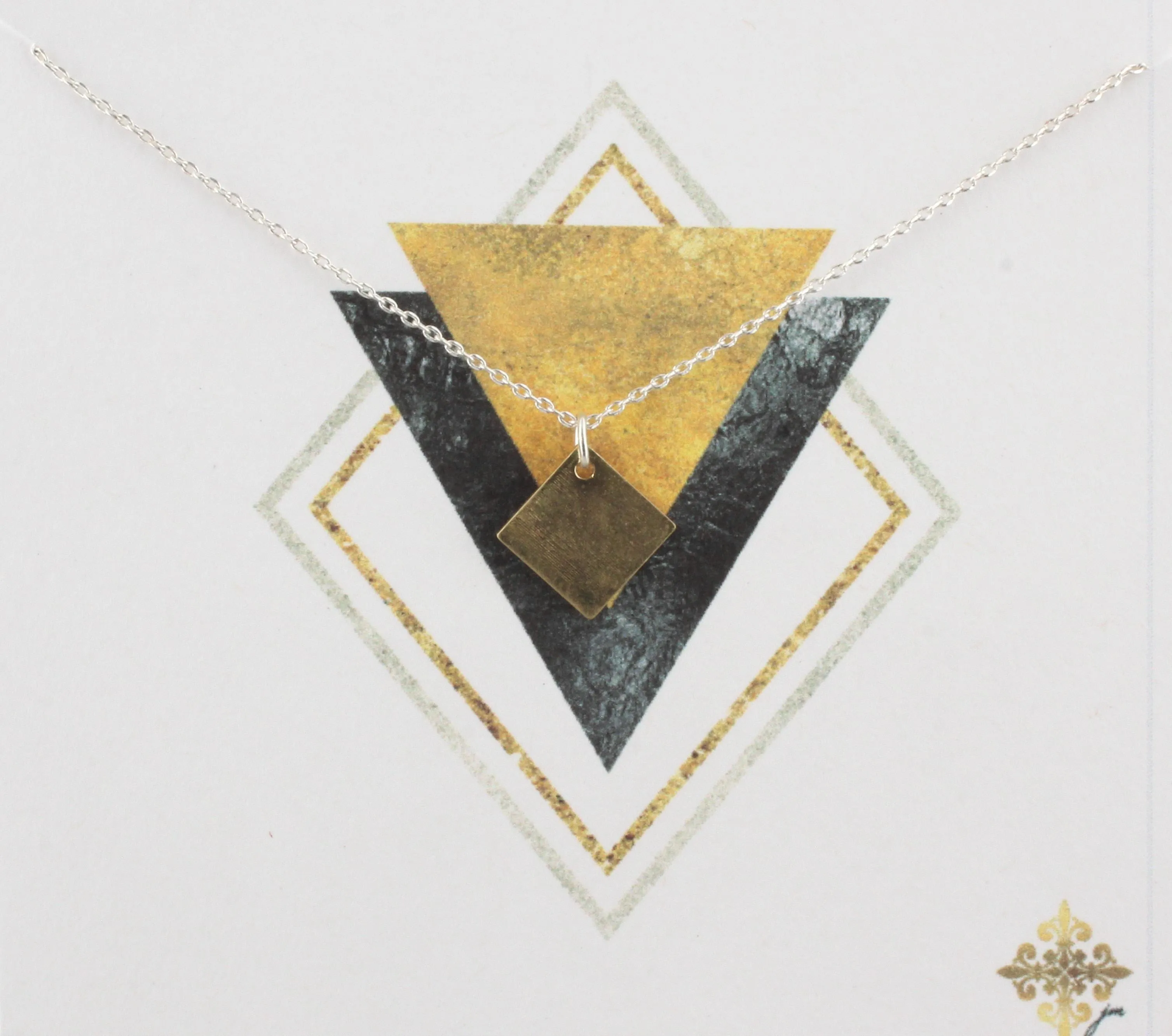 16" Silver Chain Necklace with Gold Square. 3" Ext. sold by Charming Charlie