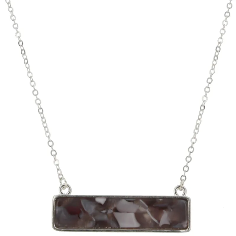 16" Silver Chain Necklace with Multi & Grey Marble Double Sided Resin Rectangle, 3" Ext. sold by Charming Charlie