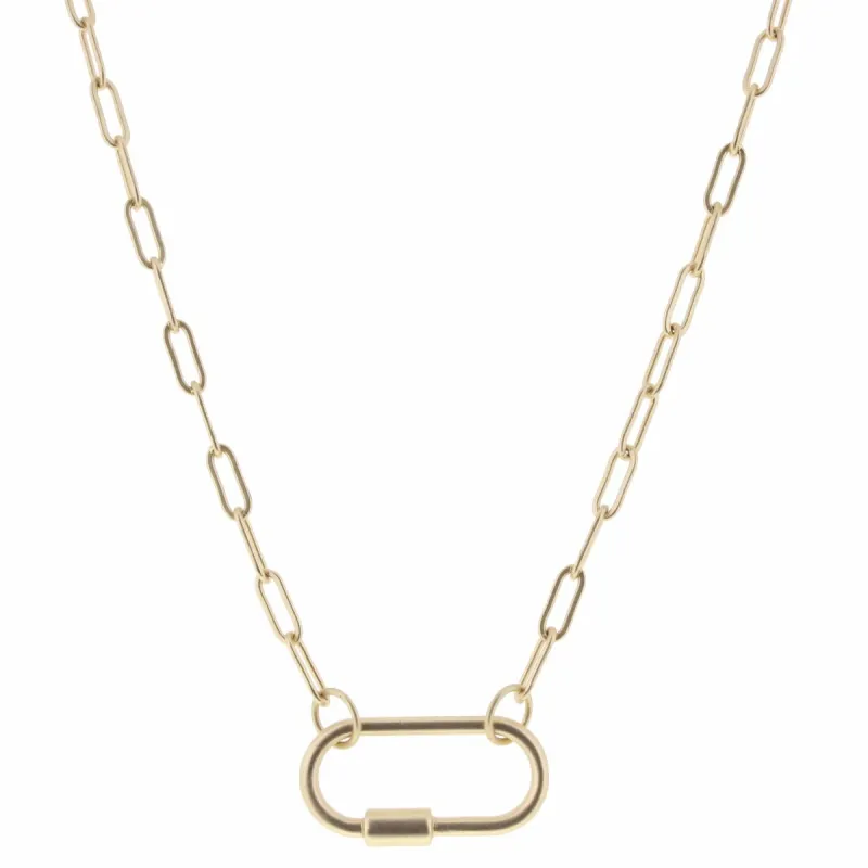 16" Matte Gold Carabiner Necklace, 3" Ext. sold by Charming Charlie