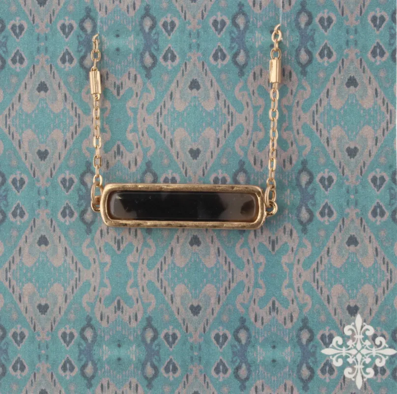 16" Grey and Black Leopard Resin Bar Necklace, 3" Ext. sold by Charming Charlie