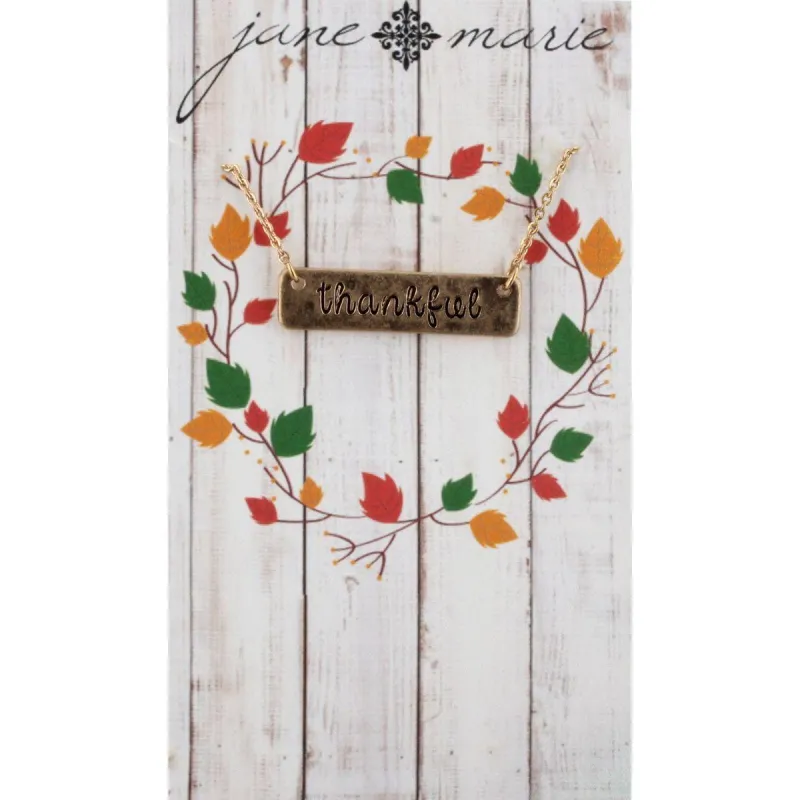 16" Gold Necklace with Gold " Thankful" Bar, 3" Ext. sold by Charming Charlie