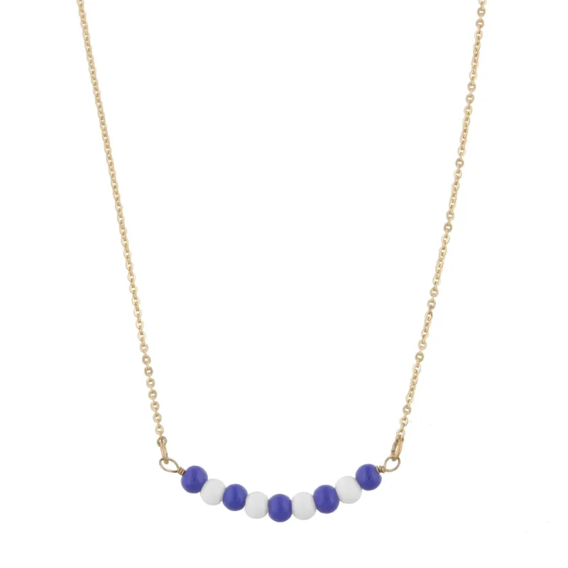 16" Gold Necklace with Alternating Royal Blue/White Beads, 3" Ext. sold by Charming Charlie