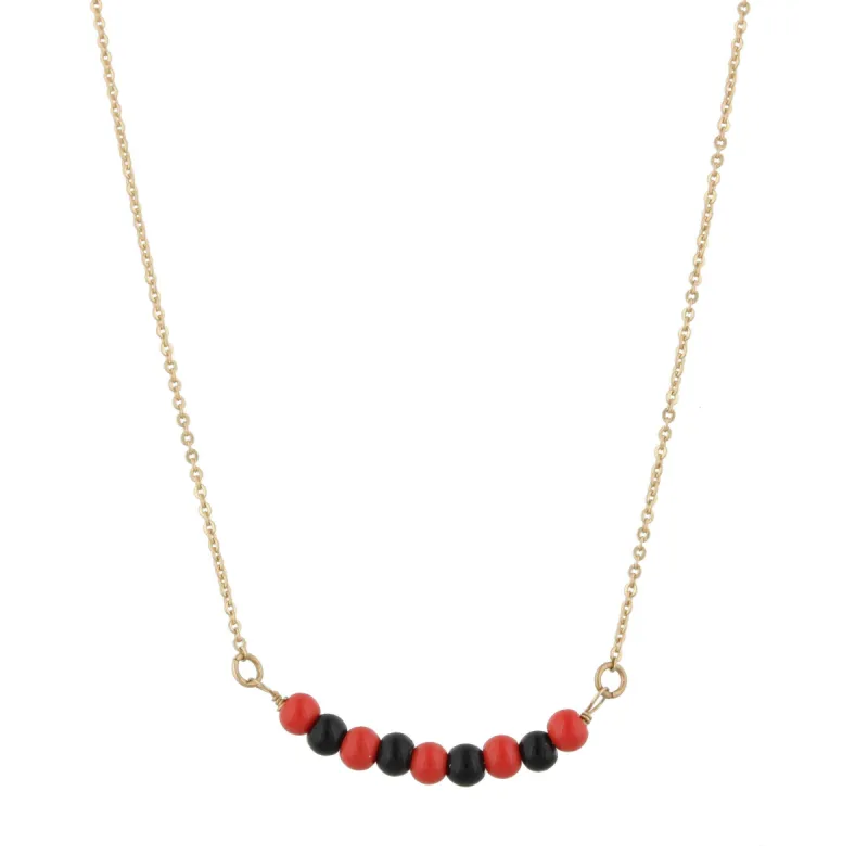 16" Gold Necklace with Alternating Red/Black Beads, 3" Ext. sold by Charming Charlie