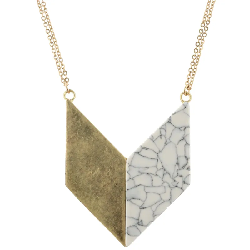 14" Chain Necklace with Half White Marbled Resin Arrow, 3" Ext. sold by Charming Charlie