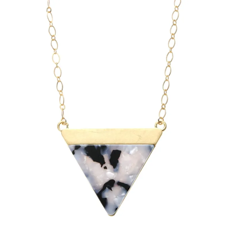 14" Chain Necklace with Jet and White Resin Triangle, 3" Ext. sold by Charming Charlie