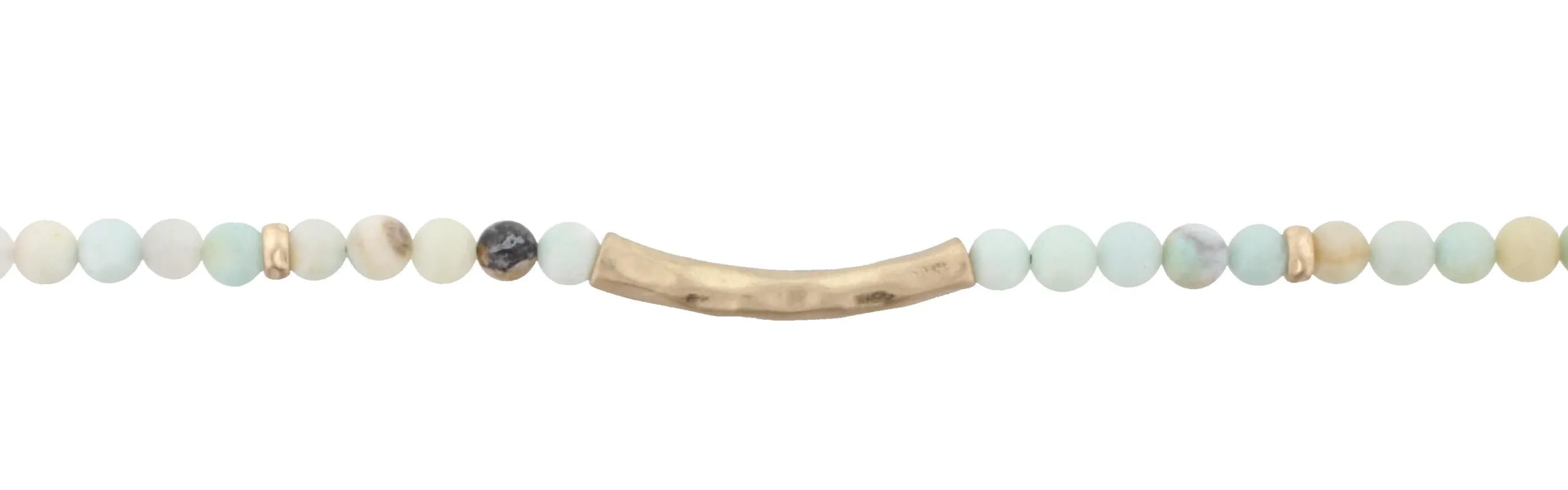 13" Amazonite Stone Beads with Hammered Antique Gold Bar Choker Necklace, 3" Ext. sold by Charming Charlie