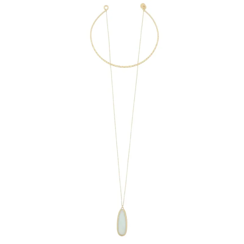 12" Antique Circle Hammered Gold Choker with Smokey Quartz Stone Drop sold by Charming Charlie