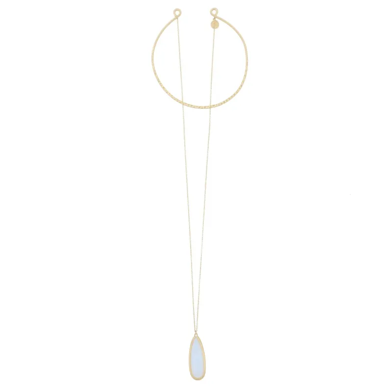 12" Antique Gold Circle Hammered Choker with Opal Stone Drop sold by Charming Charlie