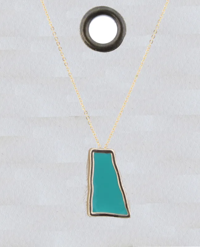 16" Gold Chain Necklace with Teal Trapezoid, 3" Ext. sold by Charming Charlie
