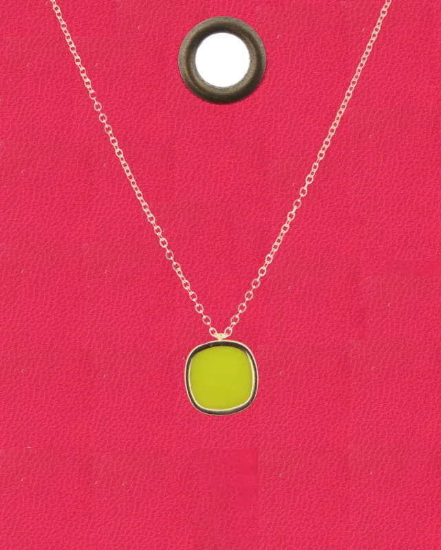 16" Gold Chain Necklace with Yellow Rounded Square, 3" Ext. sold by Charming Charlie