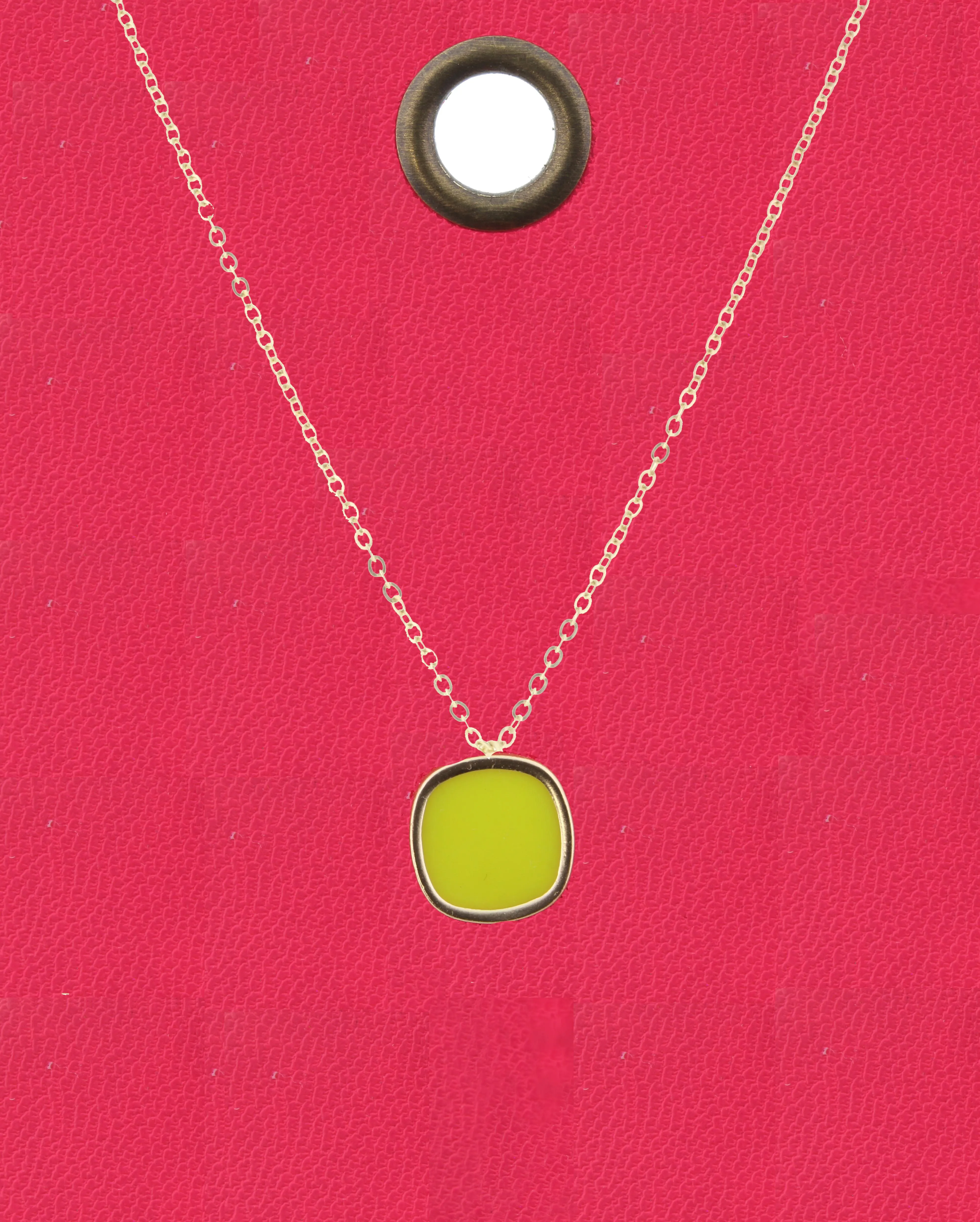 16" Gold Chain Necklace with Yellow Rounded Square, 3" Ext. sold by Charming Charlie