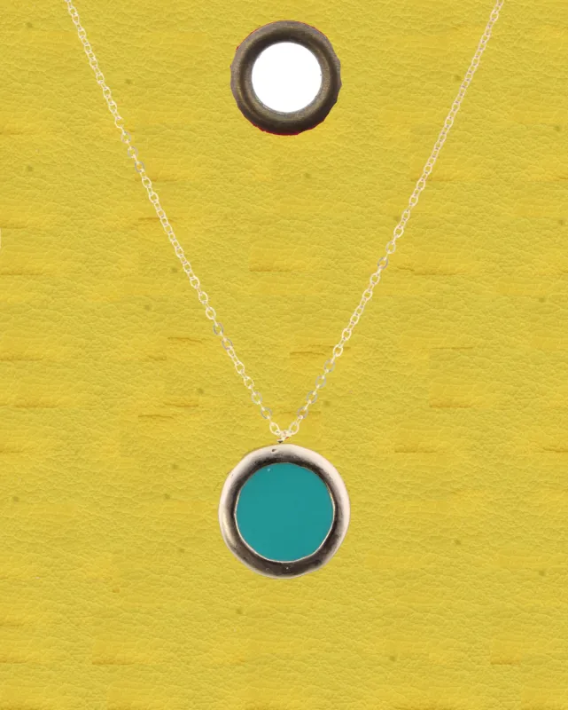 16" Gold Chain Necklace with Teal Round, 3" Ext. sold by Charming Charlie