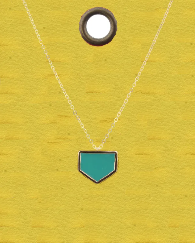 16" Gold Chain Necklace with Teal Pentagon, 3" Ext. sold by Charming Charlie