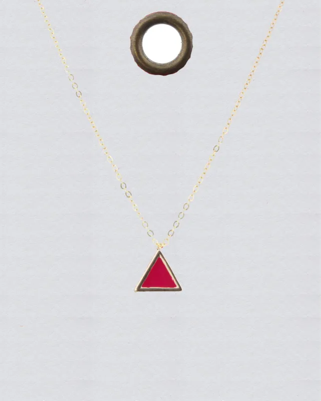 16" Gold Chain Necklace with Hot Pink Triangle, 3" Ext. sold by Charming Charlie