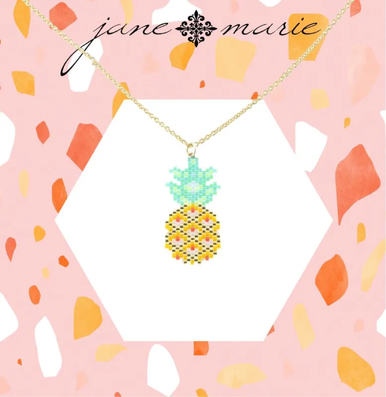 16" Gold Chain Necklace with Seed Bead Pinapple, 3" Ext. sold by Charming Charlie