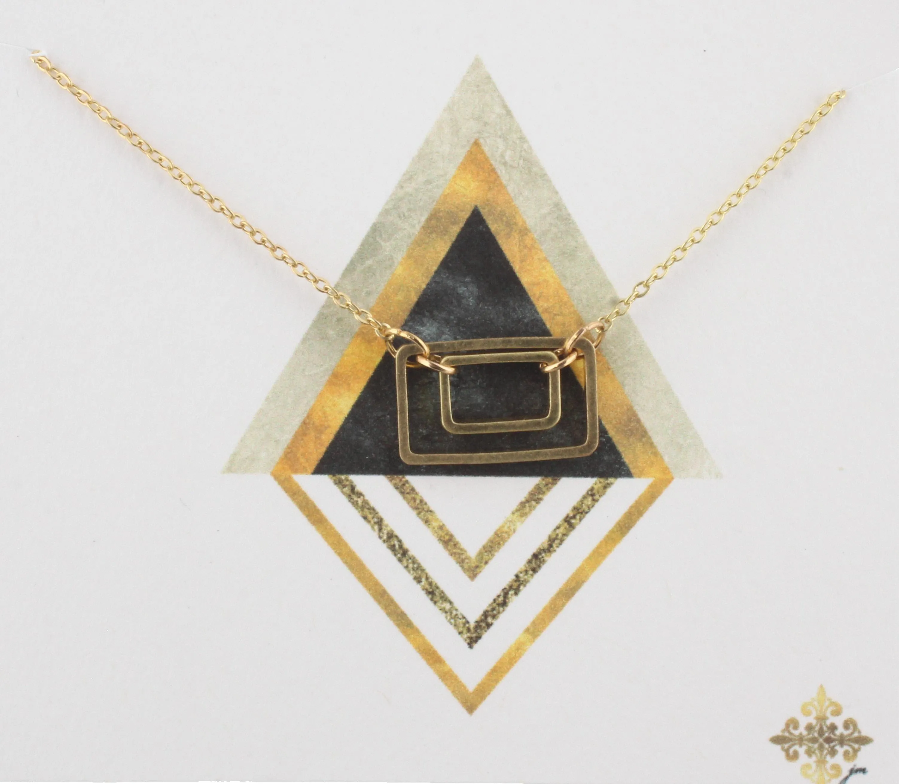 16" Gold Chain Necklace with Two Open Rectangles, 3" Ext. sold by Charming Charlie