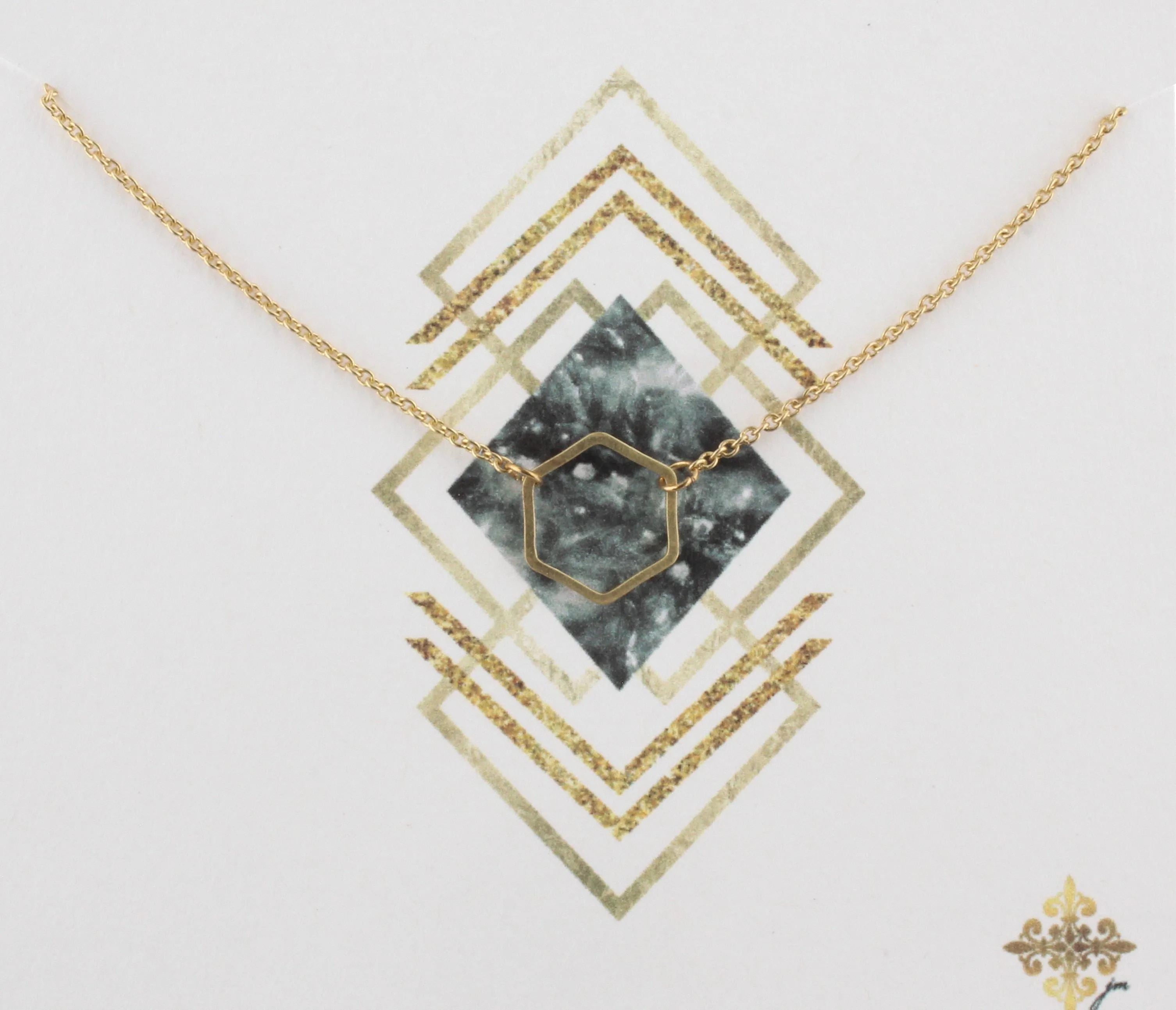 16" Gold Chain Necklace with Hexagon, 3" Ext. sold by Charming Charlie