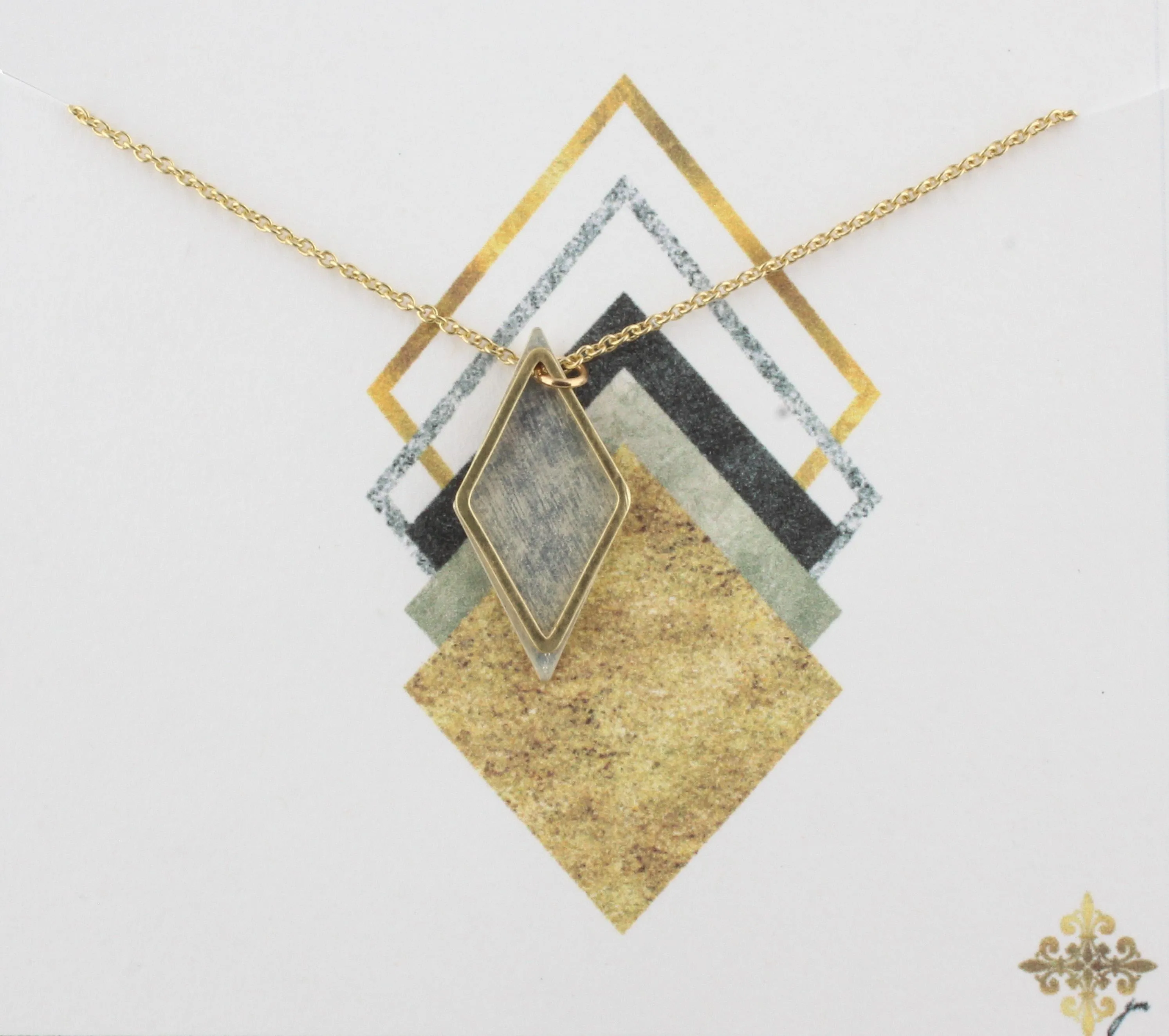 16" Gold Chain Necklace with Two Layered, 2-Tone Diamond, 3" Ext. sold by Charming Charlie