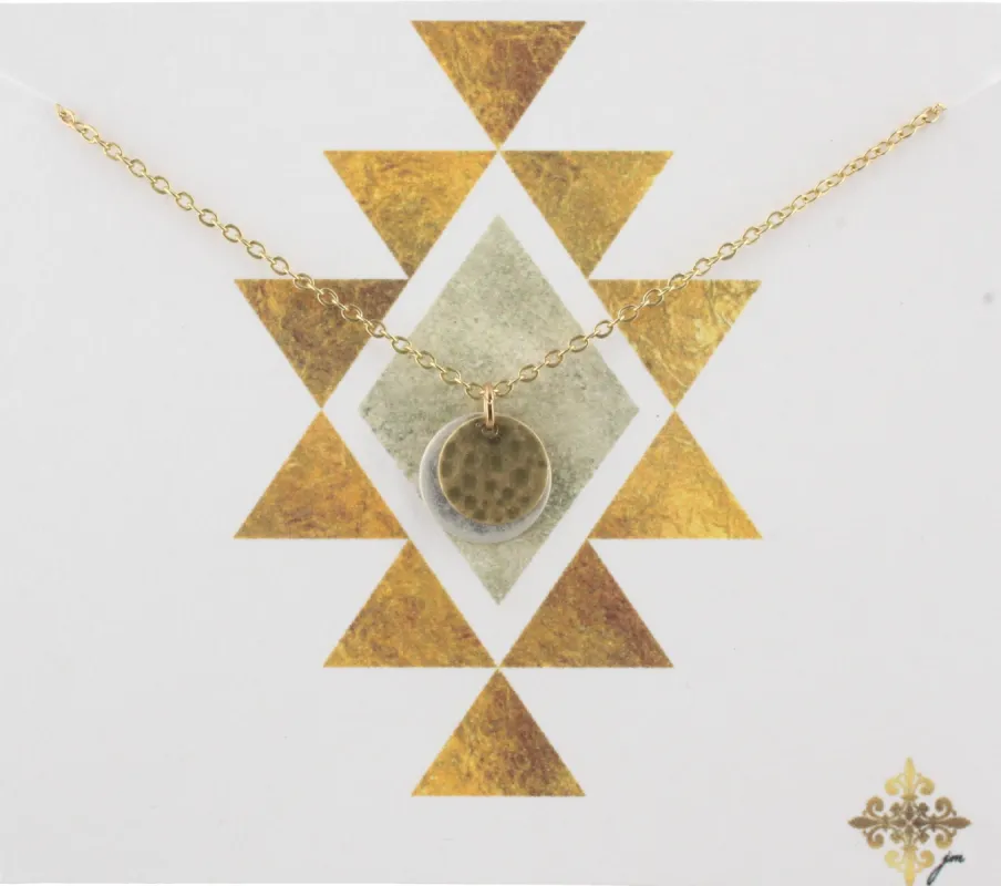 16" Gold Chain Necklace with Two Tone Disks, 3" Ext. sold by Charming Charlie