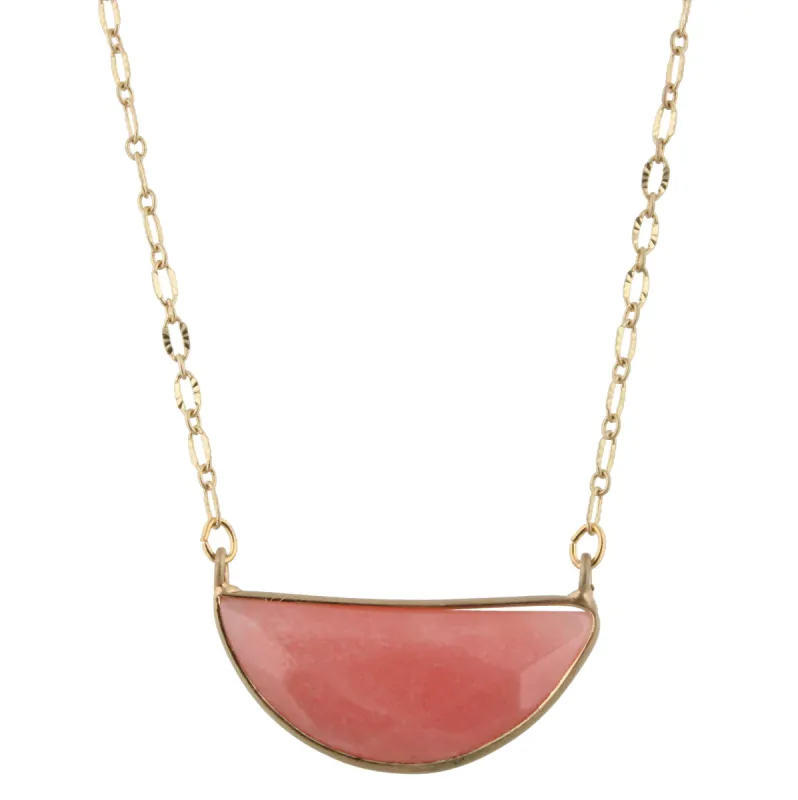 16" Gold Chain Necklace with Rose Quartz Half Circle Stone, 3" Ext. sold by Charming Charlie