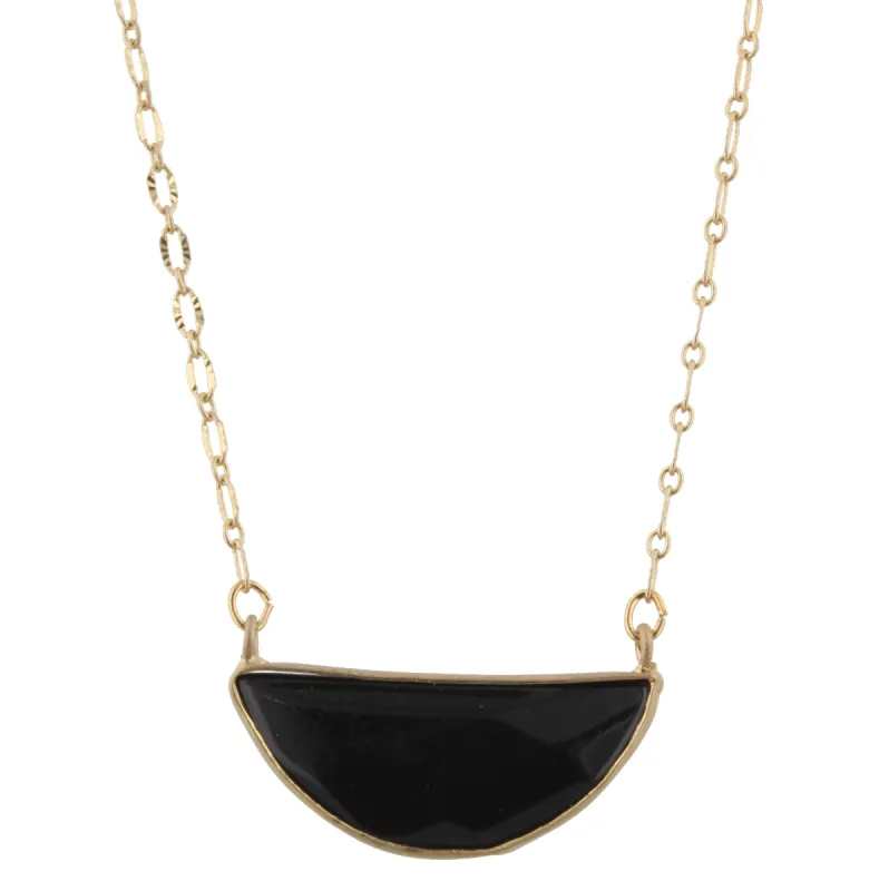 16" Gold Chain Necklace with Jet Half Circle Stone, 3" Ext. sold by Charming Charlie