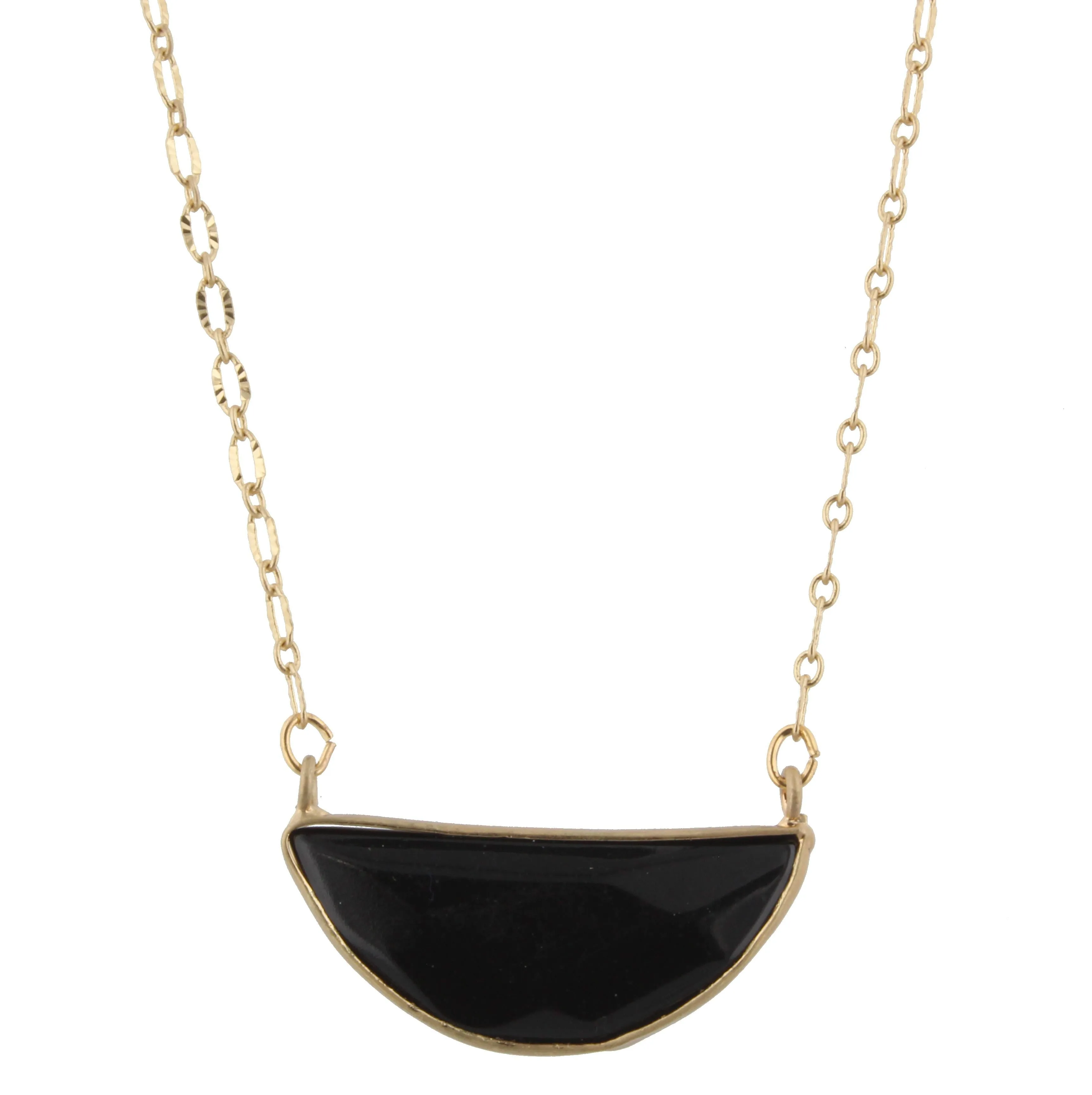 16" Gold Chain Necklace with Jet Half Circle Stone, 3" Ext. sold by Charming Charlie
