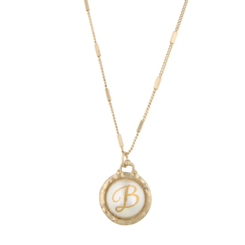 16" Gold Chain Necklace with Pearl Cabochan B Initial, 3" Ext. sold by Charming Charlie