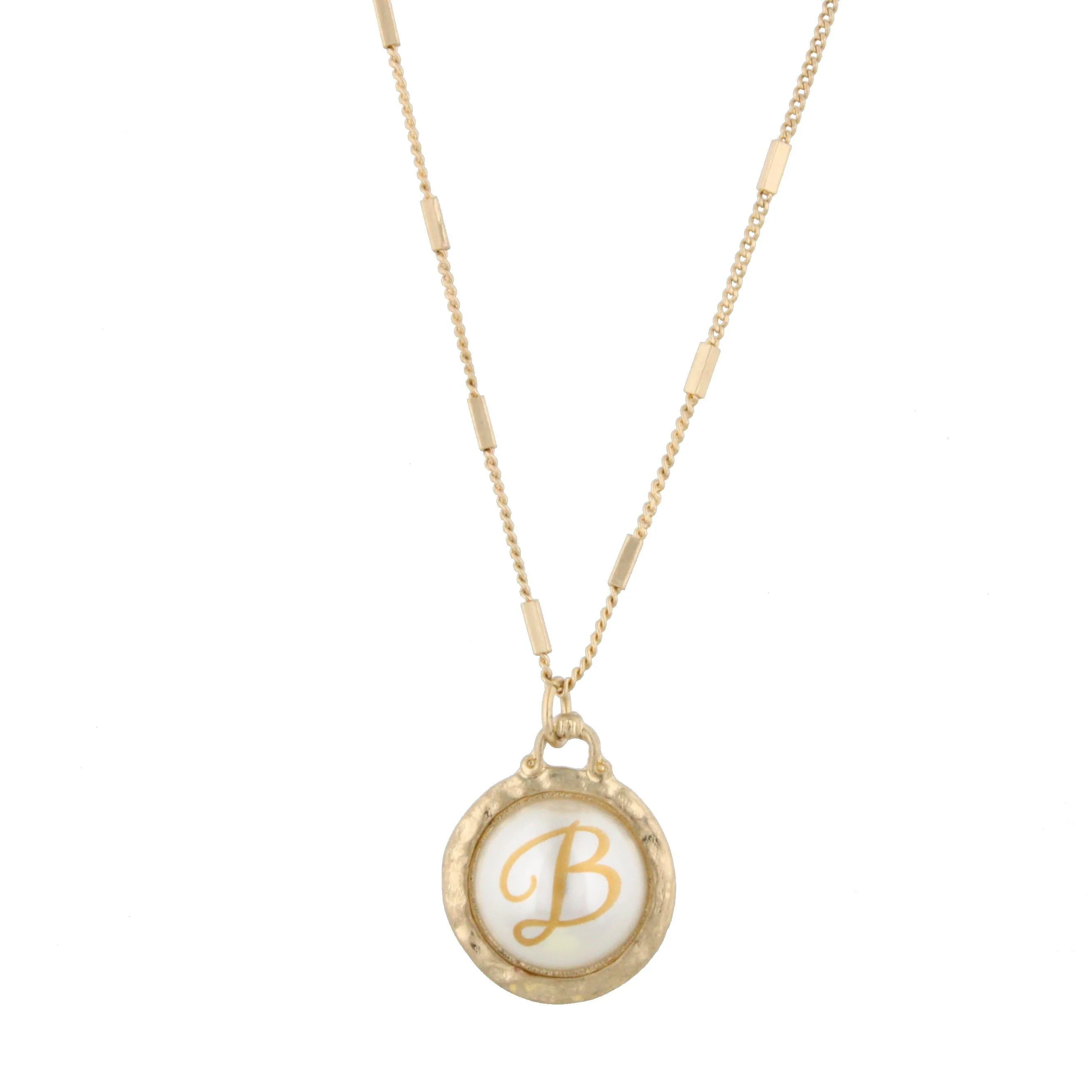 16" Gold Chain Necklace with Pearl Cabochan B Initial, 3" Ext. sold by Charming Charlie