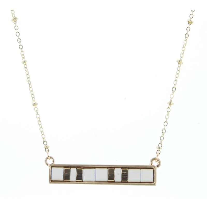 16" Cream & Gold Tila Beaded Bar  Necklace, 3" Ext. sold by Charming Charlie