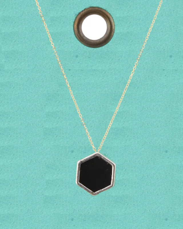 16" Gold Chain Necklace with Black Hexagon, 3" Ext. sold by Charming Charlie