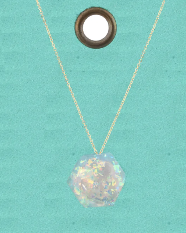 16" Gold Chain Necklace with AB Confetti Hexagon, 3" Ext. sold by Charming Charlie