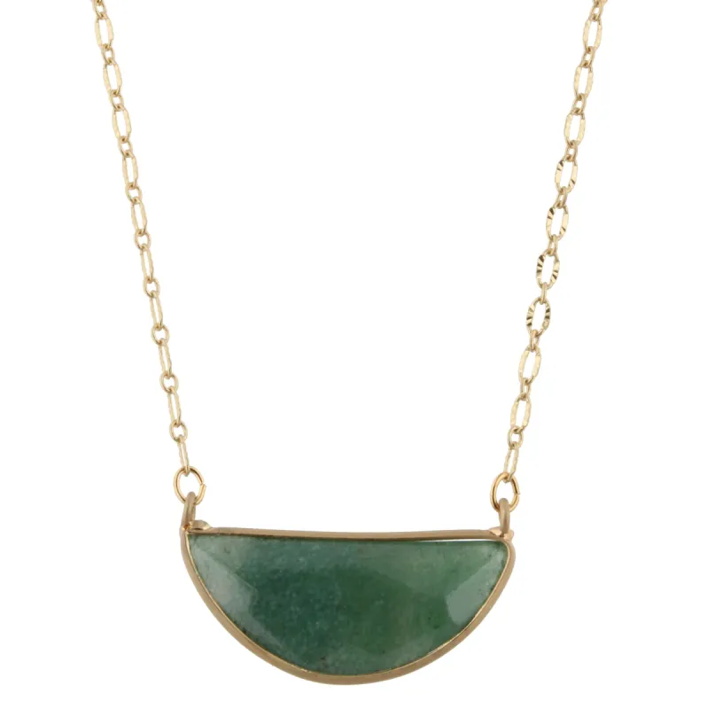 16" Gold Chain Necklace with Green Half Circle Stone, 3" Ext. sold by Charming Charlie