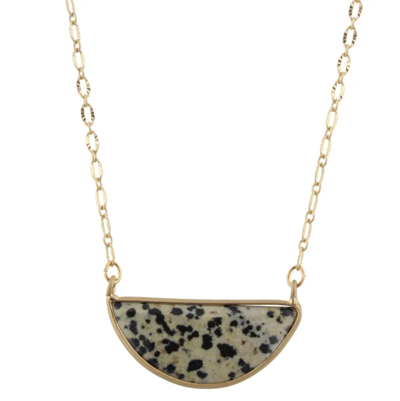 16" Gold Chain Necklace with Dalmation Half Circle Stone, 3" Ext. sold by Charming Charlie
