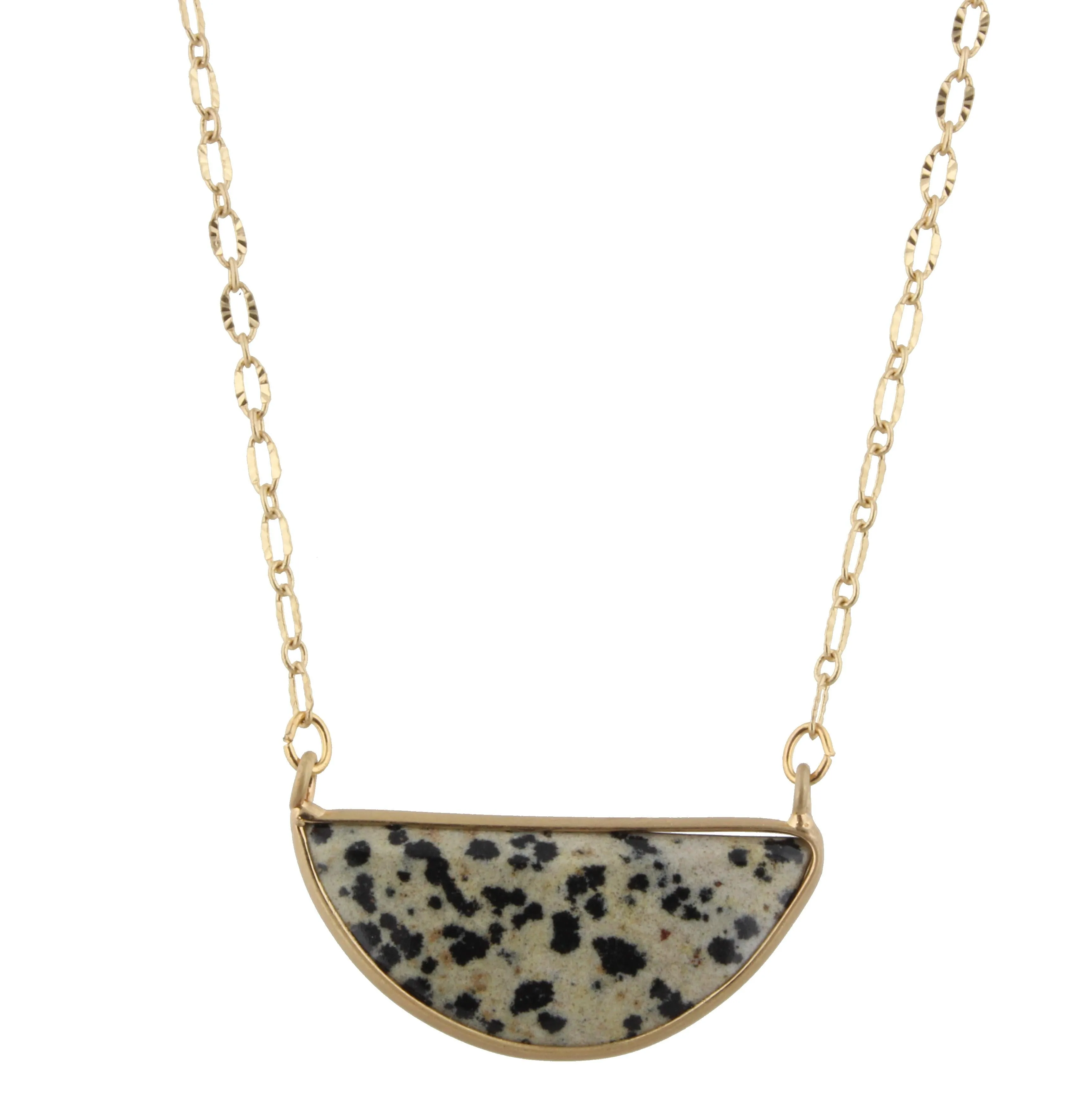 16" Gold Chain Necklace with Dalmation Half Circle Stone, 3" Ext. sold by Charming Charlie