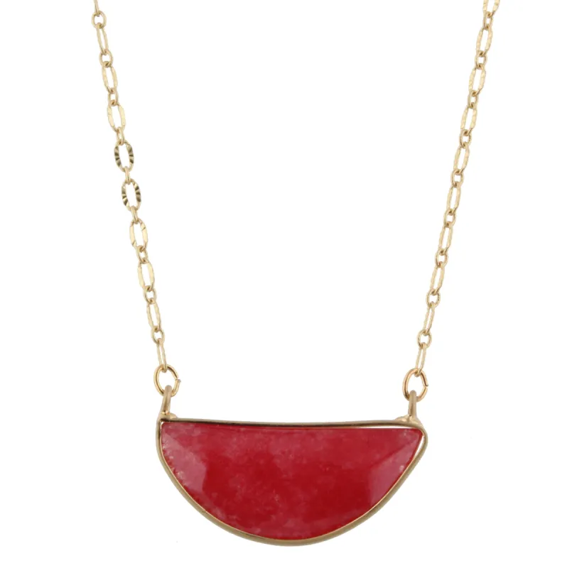 16" Gold Chain Necklace with Burgandy Half Circle Stone, 3" Ext. sold by Charming Charlie