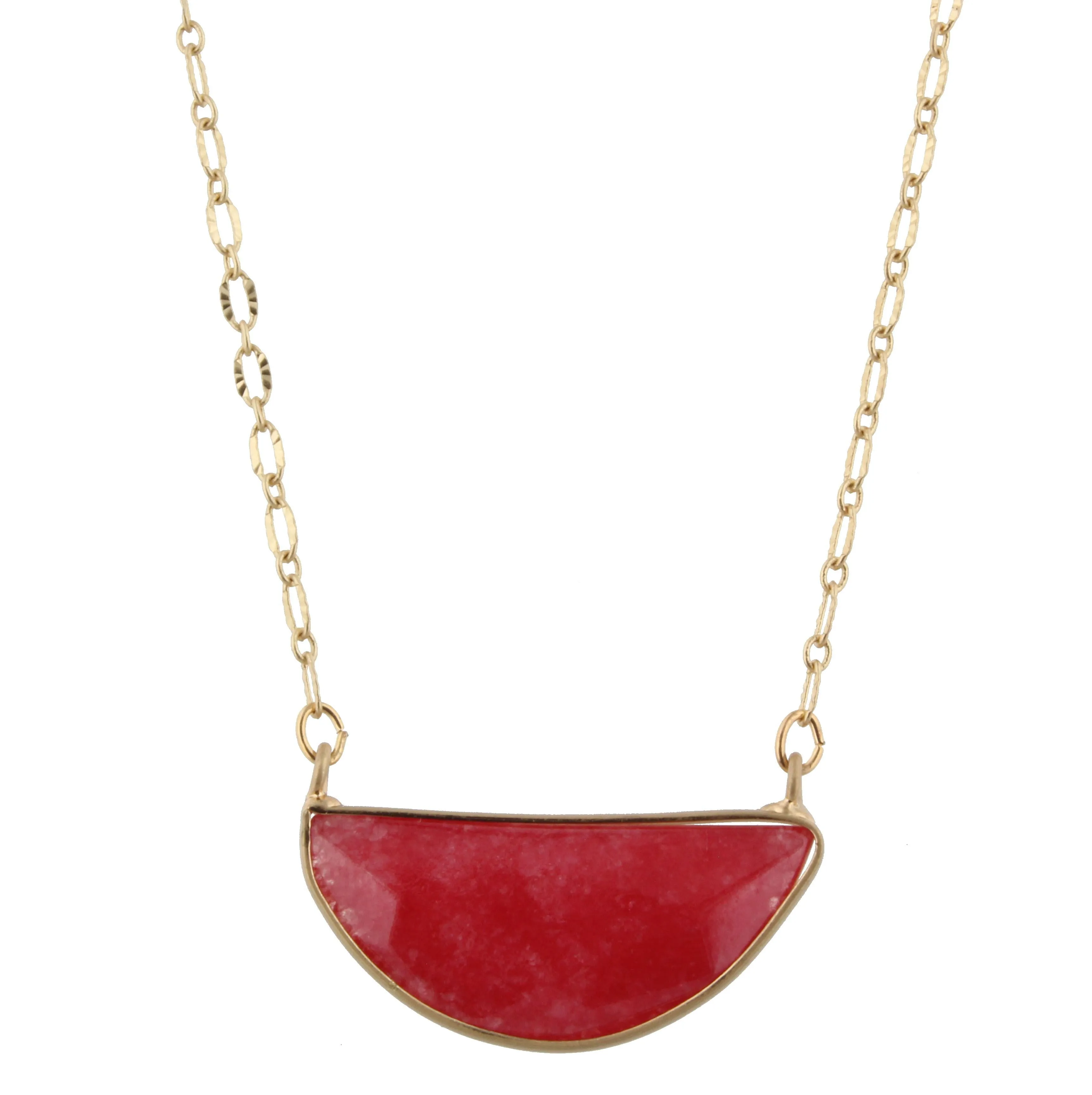 16" Gold Chain Necklace with Burgandy Half Circle Stone, 3" Ext. sold by Charming Charlie