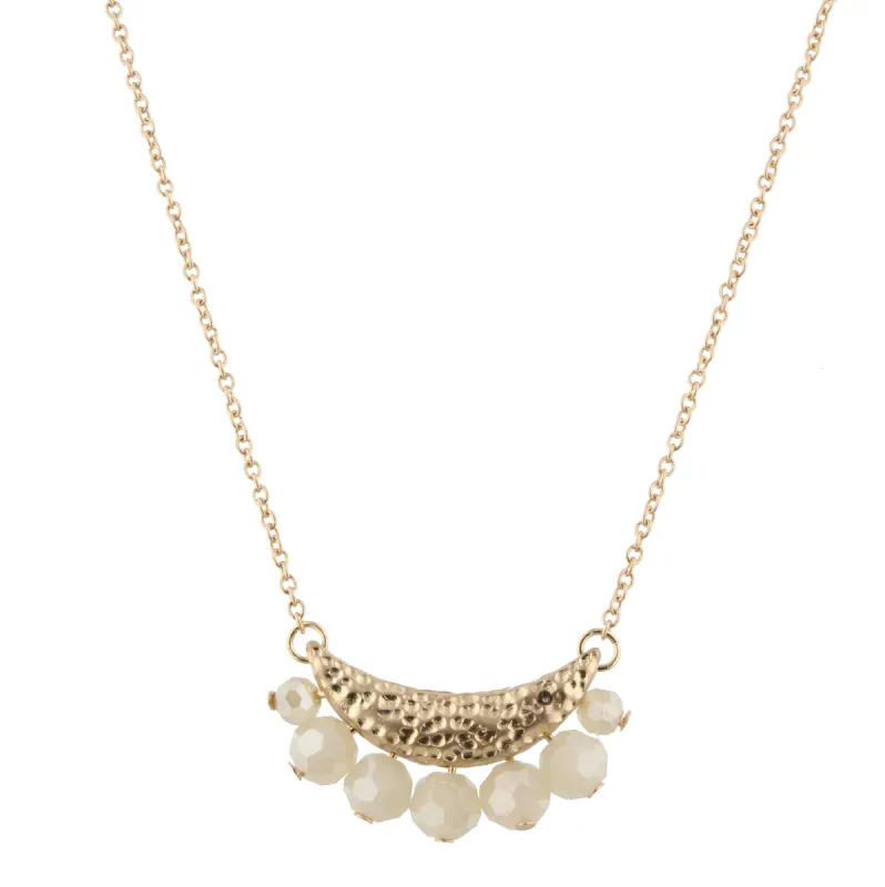 16" Champagne Faceted Beaded Bib Necklace, 3" Ext. sold by Charming Charlie