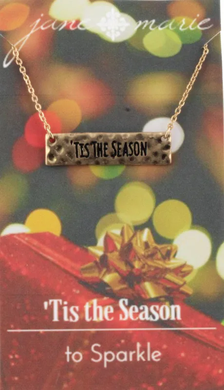 16" Gold "Tis the Season" Bar Necklace, 3" Ext. sold by Charming Charlie