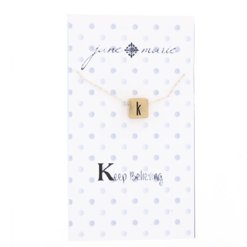16" Gold Block K Initial On Silver Necklace, 3" Ext. sold by Charming Charlie