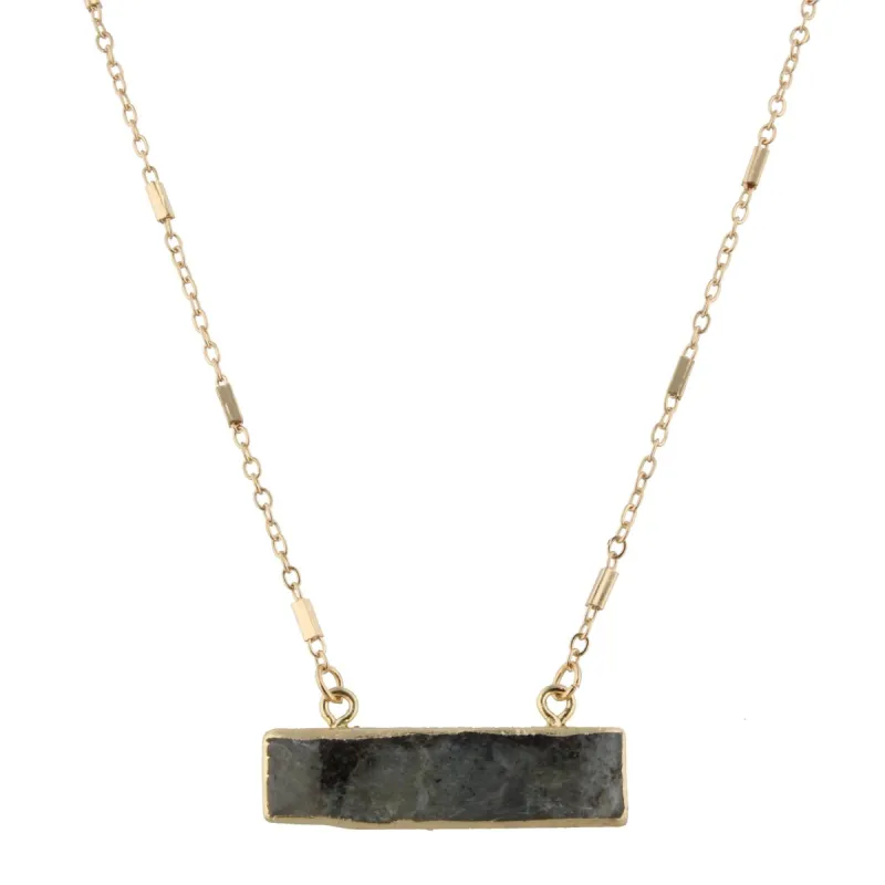 16" Chain Necklace with Amazonite Gold Rectangle, 3" Ext. sold by Charming Charlie