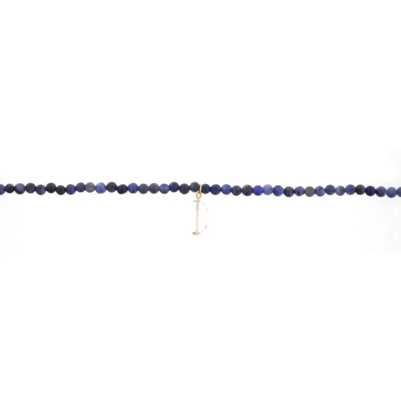 14" Sodalite Beaded Choker Necklace with Clear Oval Drop, 3" Ext. sold by Charming Charlie