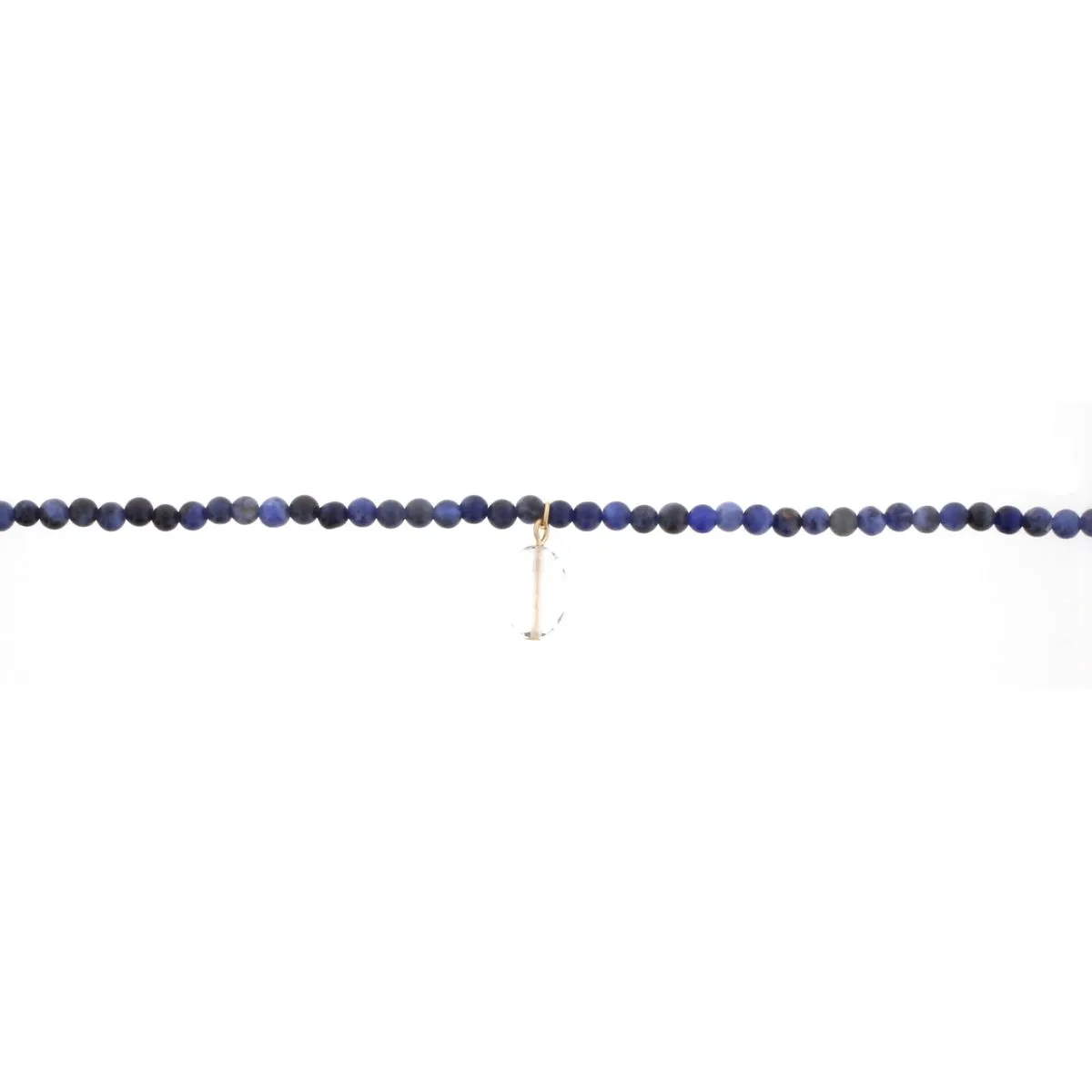 14" Sodalite Beaded Choker Necklace with Clear Oval Drop, 3" Ext. sold by Charming Charlie