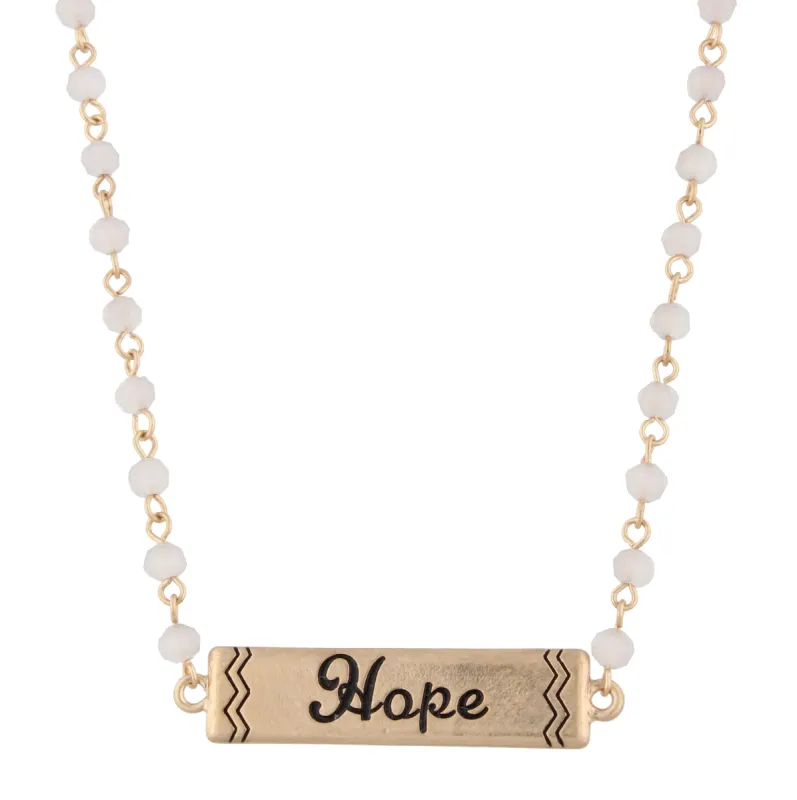 16" Antique Gold, Moonstone Beads, Hope Bar with Anchor on Back, 3" Ext. sold by Charming Charlie