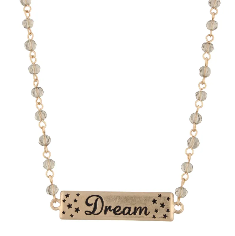 16" Antique Gold, Black Diamond Beads, Dream Bar with Moon and Stars on Back, 3" Ext. sold by Charming Charlie