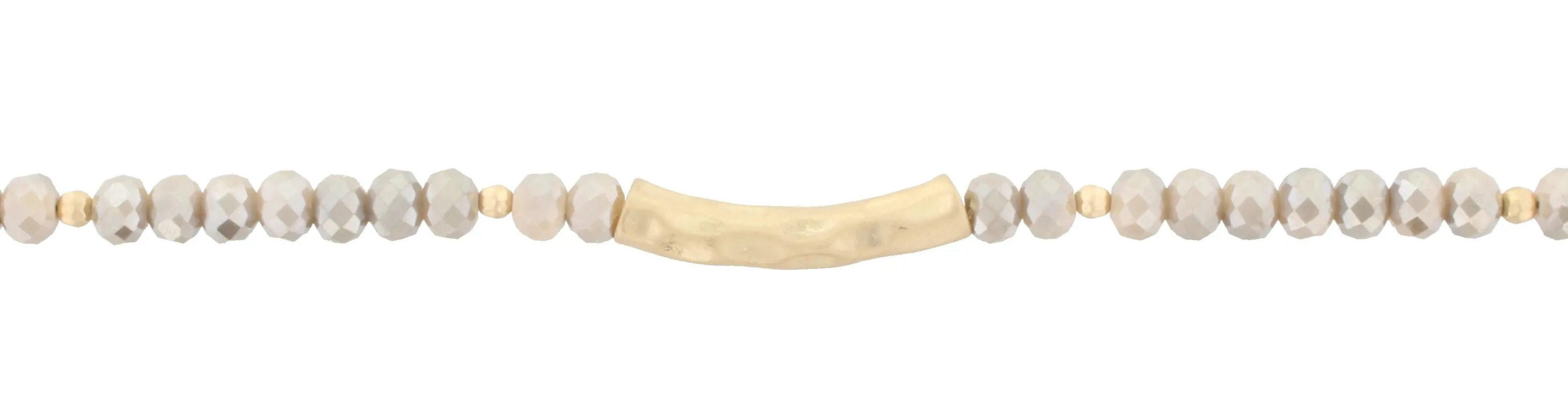 14" Faceted Greige Beads with Hammered Gold Bar, 3" Ext. sold by Charming Charlie