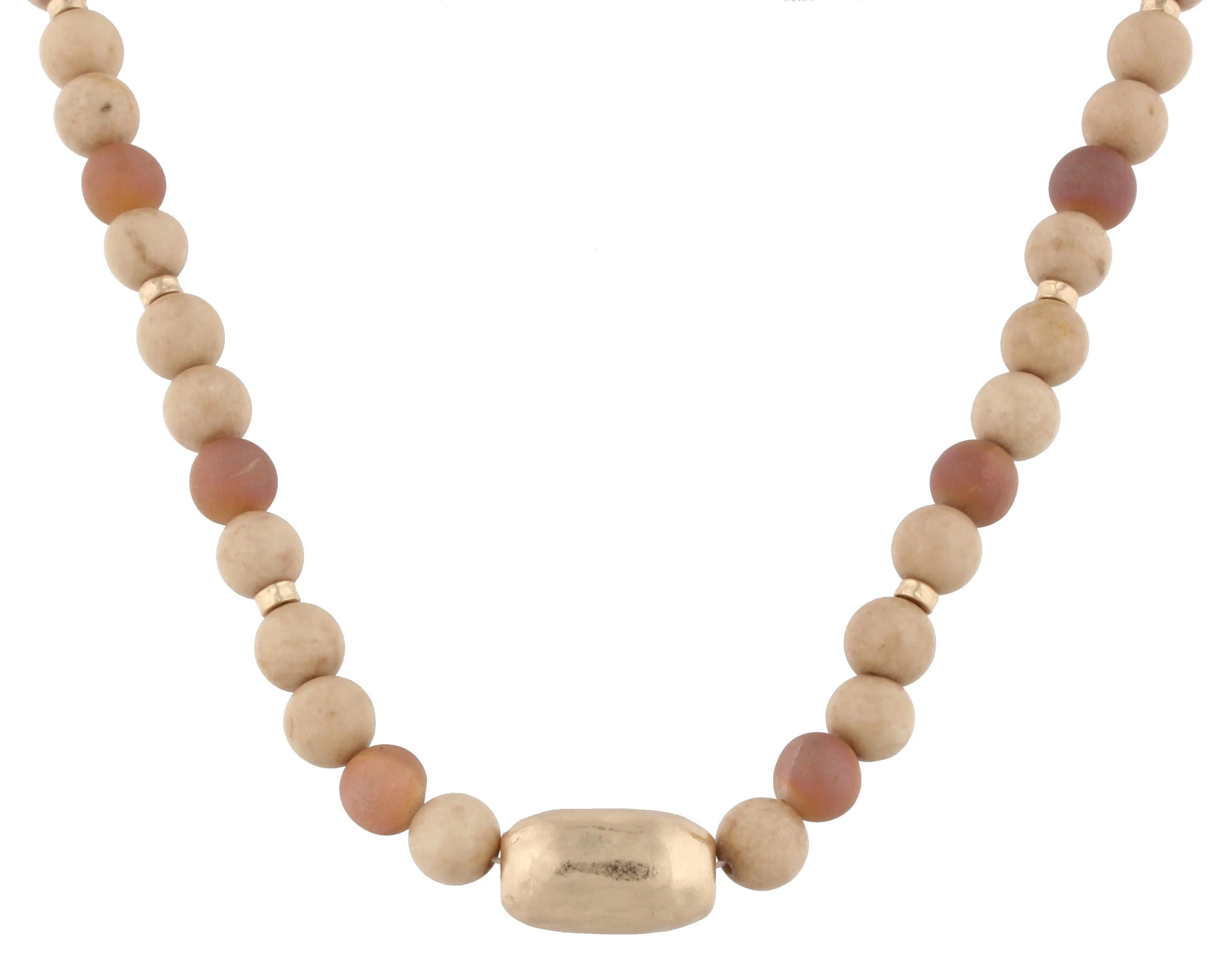 16" Bronze Natural Stone Beads with Hammered Antique Gold Bar, 3" Ext. sold by Charming Charlie