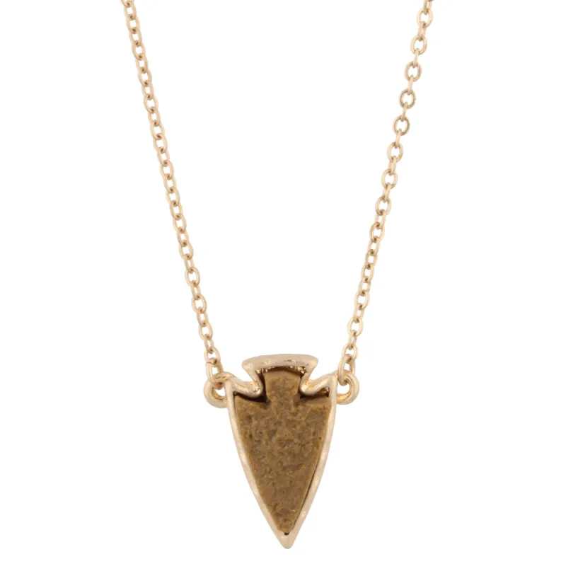 14" Gold Chain Necklace with Brown Arrowhead Shaped Druzy, 3" Ext. sold by Charming Charlie