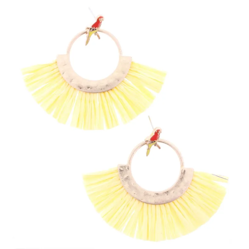 Parrot Earring with Yellow Raffia sold by Charming Charlie