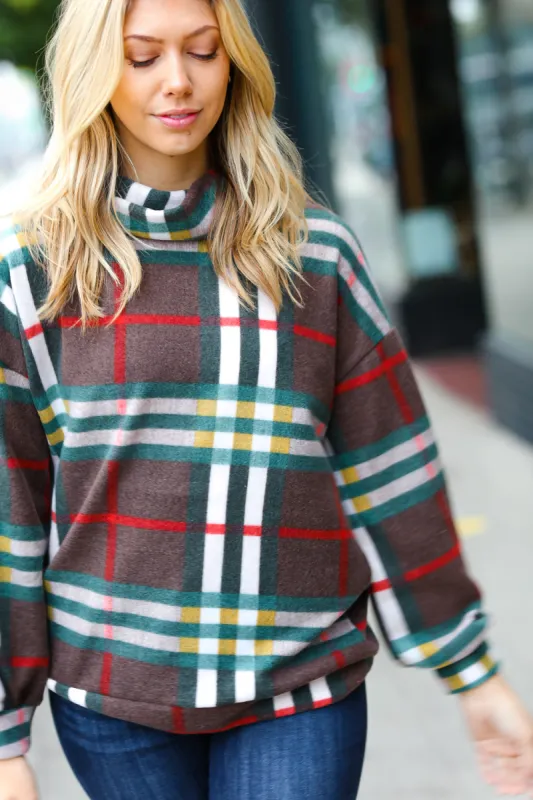 Embrace The Joy Multicolor Plaid Turtleneck Sweater sold by Charming Charlie